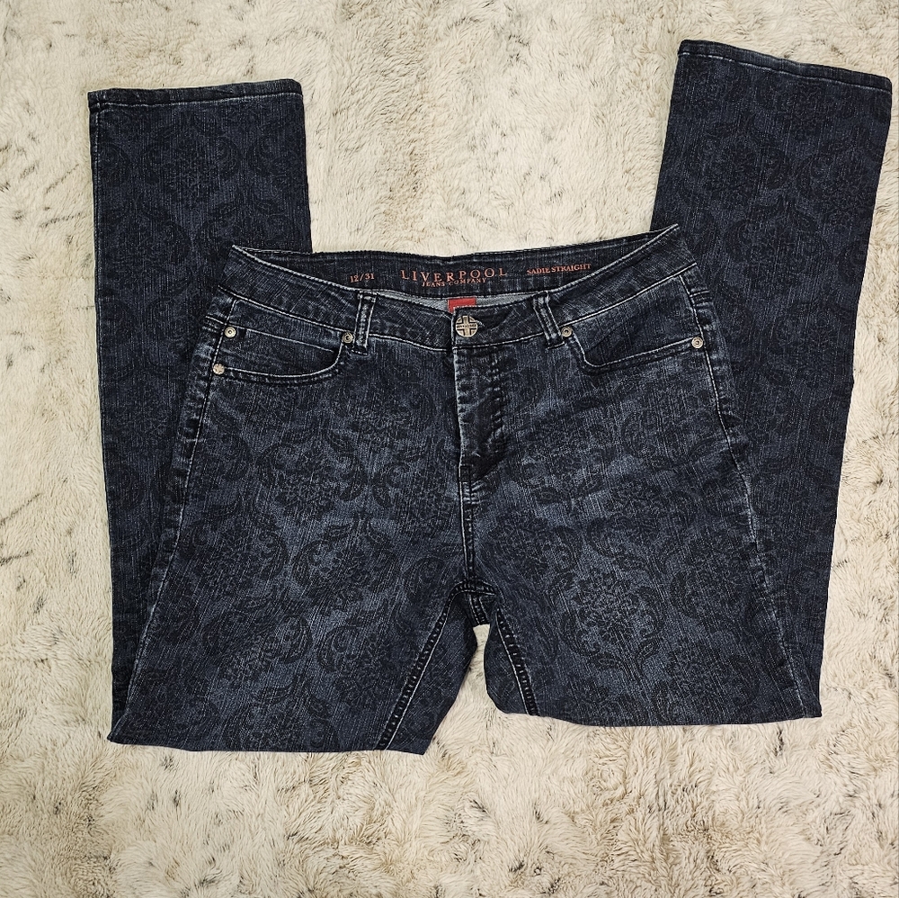 Liverpool Jeans Company Black Patterned Straight Leg Jeans - Picture 3 of 10